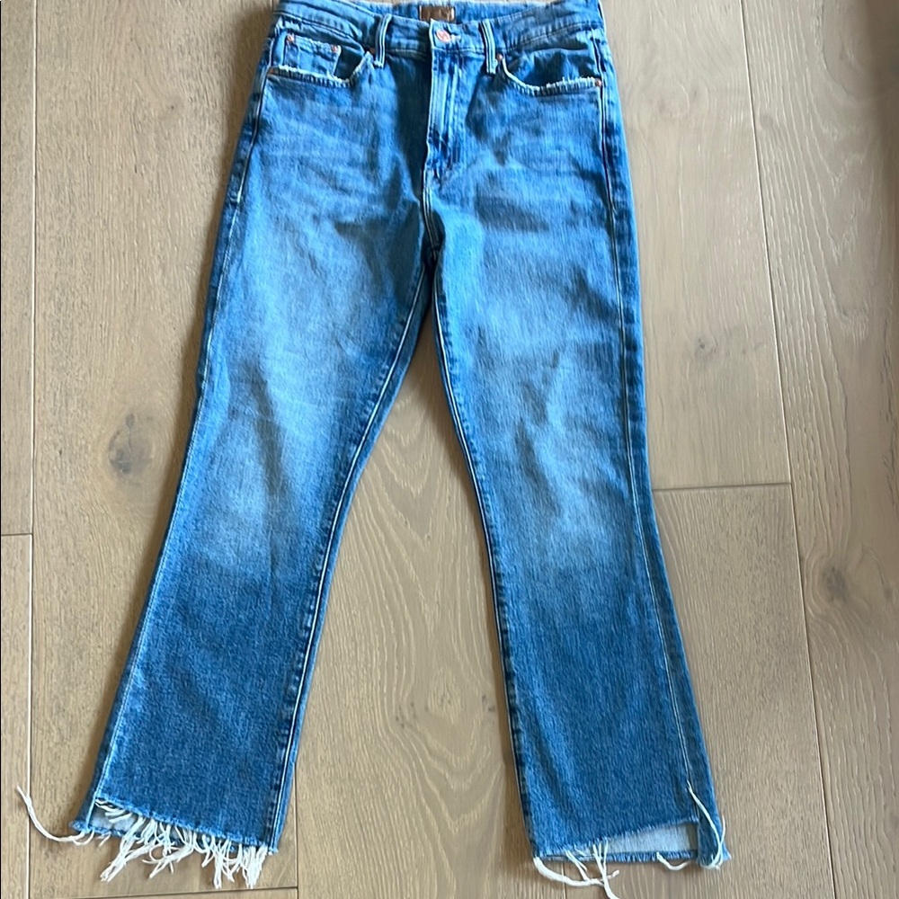 Women's Blue Frayed Hem Jeans